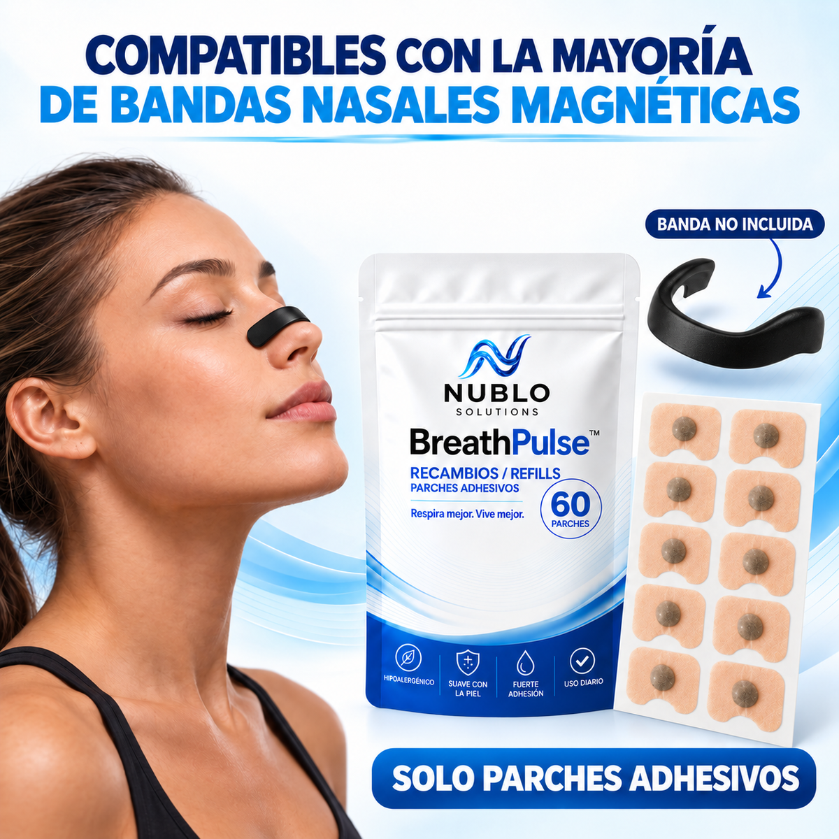BreathPulse™ Recambios – 60 parches adhesivos (30 usos)