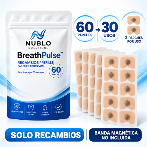 BreathPulse™ Recambios – 60 parches adhesivos (30 usos)